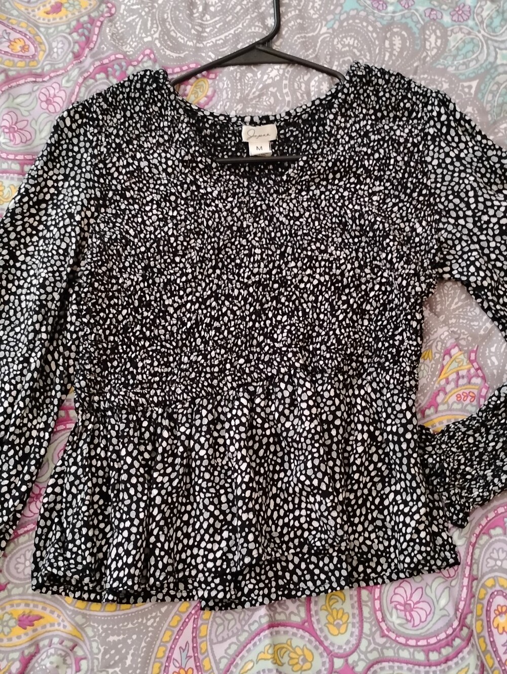 Black And White Speckled Blouse